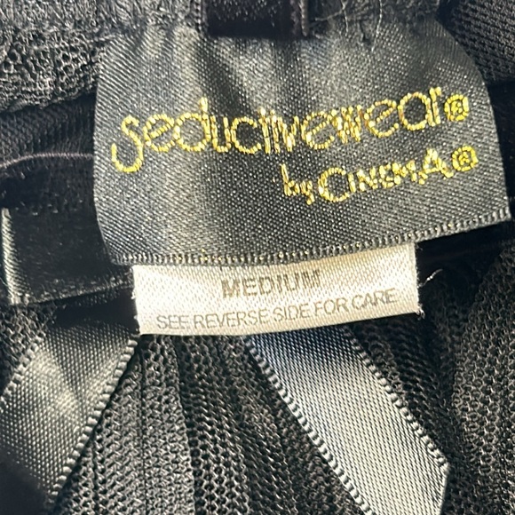 Seductivewear by Cinema Sheer Tulle Pleated Mini Skirt with Garters & Thong Sz M - Picture 10 of 11